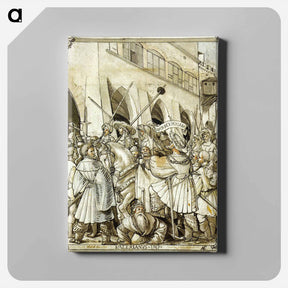 アートパネル-The Humiliation of the Emperor Valerian by the Persian King Sapor - ハンス ホルバイン Canvas.