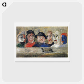 アートポストカード-Masks Looking at a Tortoise - ジェームズ アンソール Postcard.