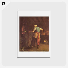 アートポストカード-Woman baking bread - ジャン フランソワ ミレー Postcard.