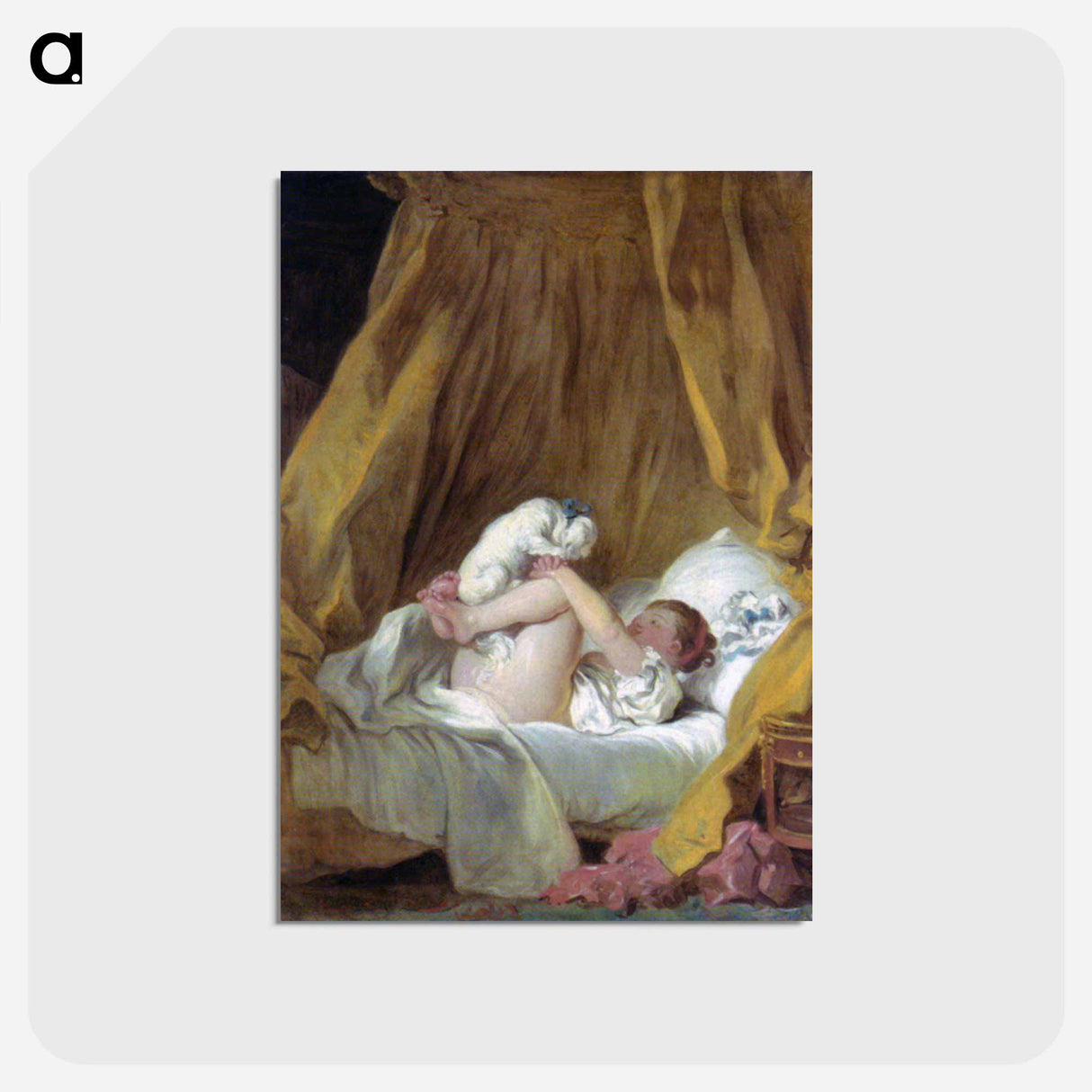 Girl with a Dog - ジャン オノレ フラゴナール Postcard.