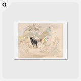 アートポストカード-Figures and Two Horses in Landscape
 - ジュール パスキン Postcard.