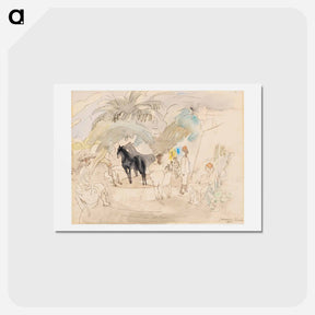アートポストカード-Figures and Two Horses in Landscape
 - ジュール パスキン Postcard.