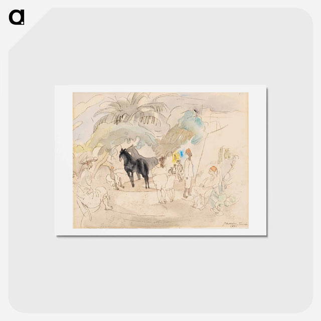 アートポストカード-Figures and Two Horses in Landscape
 - ジュール パスキン Postcard.