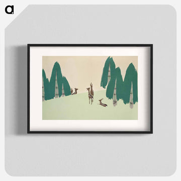 Deer from Momoyogusa–Flowers of a Hundred Generations - 神坂 雪佳 Poster.