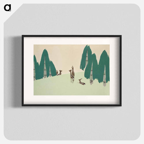 Deer from Momoyogusa–Flowers of a Hundred Generations - 神坂 雪佳 Poster.