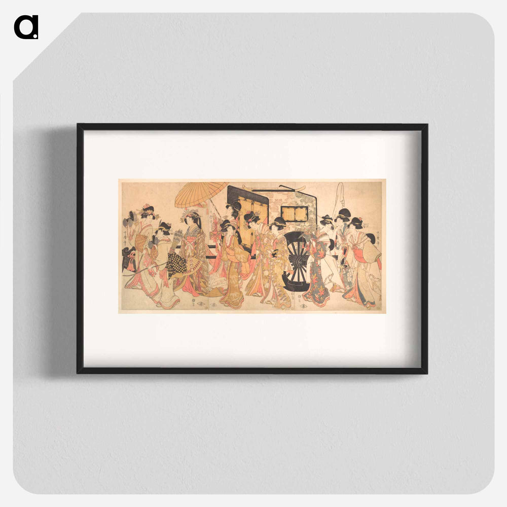 Courtesans Imitating a Court Procession - 喜多川 歌麿 Poster.