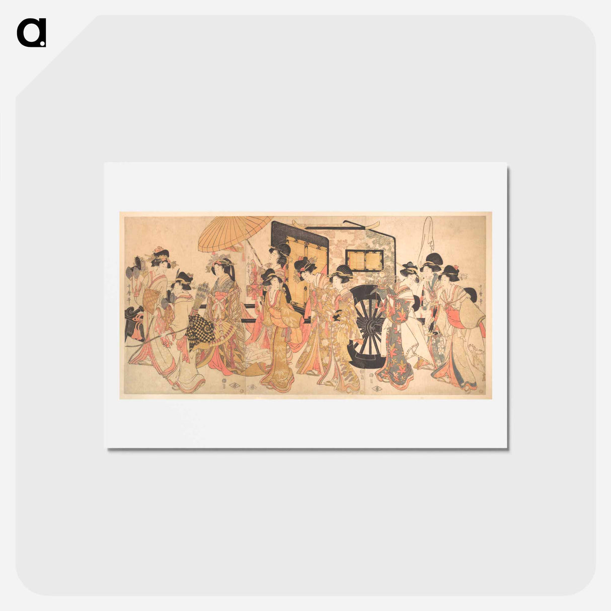 Courtesans Imitating a Court Procession - 喜多川 歌麿 Postcard.