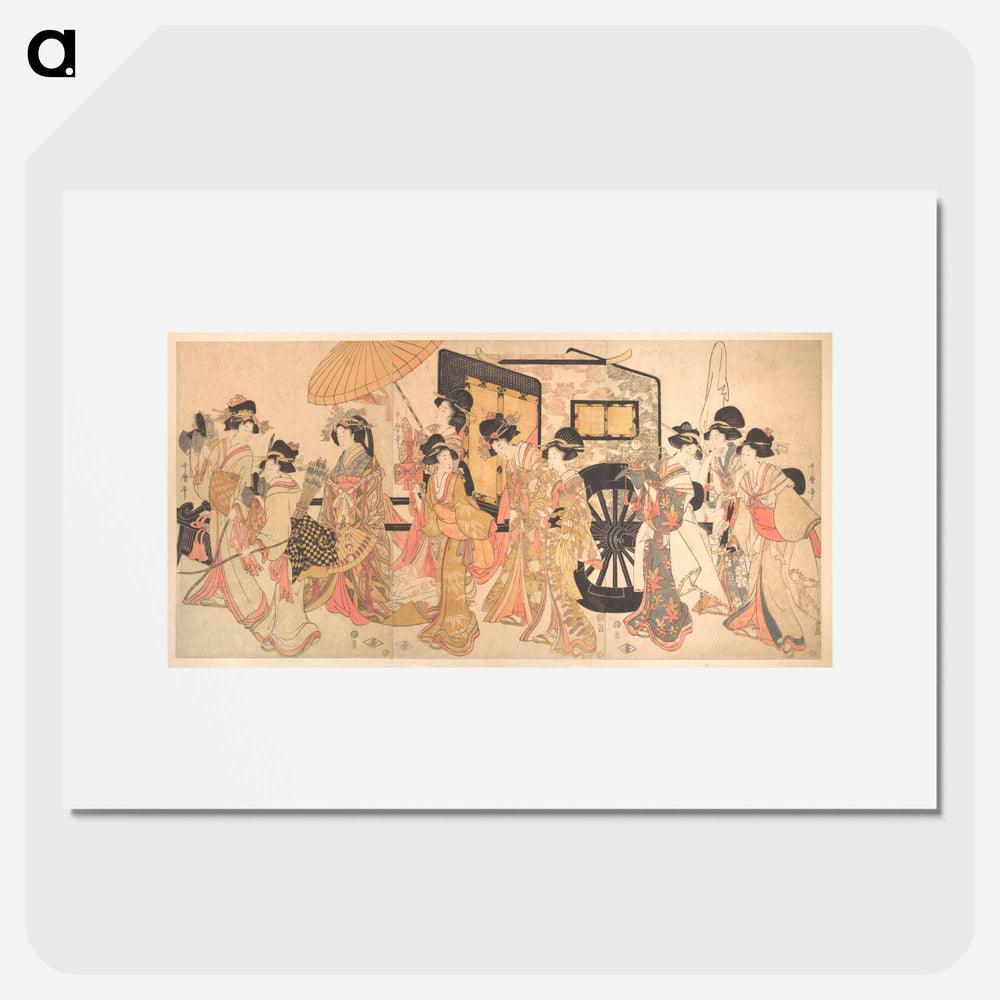 Courtesans Imitating a Court Procession - 喜多川 歌麿 Poster.