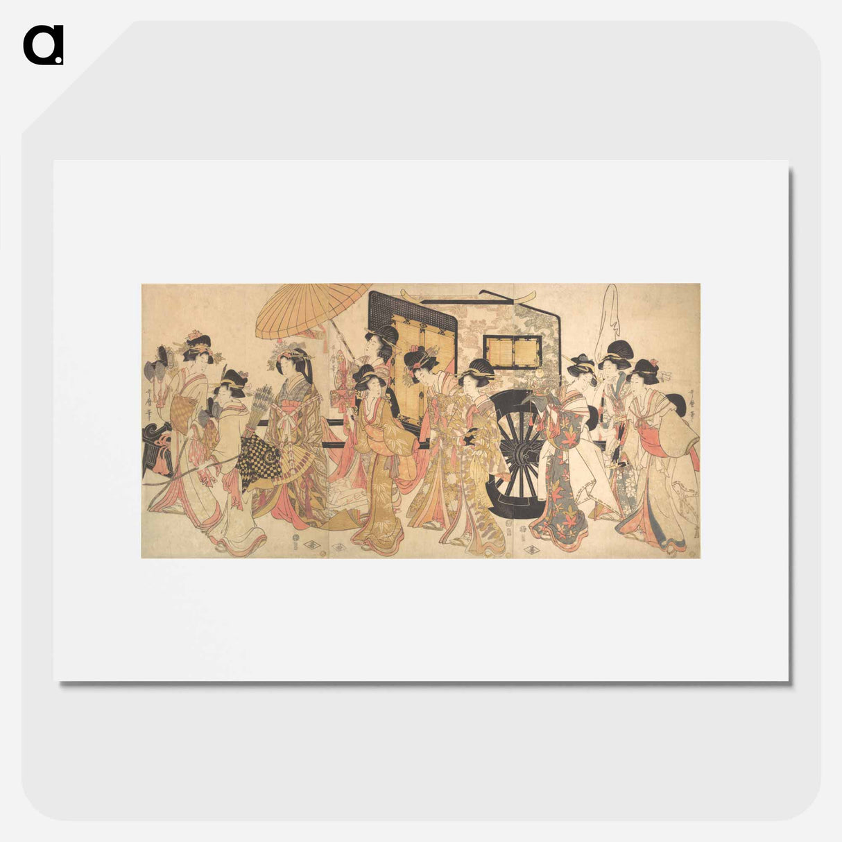 Courtesans Imitating a Court Procession - 喜多川 歌麿 Poster.