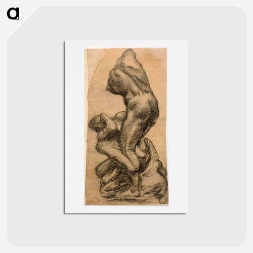 Two Struggling Figures - ミケランジェロ ブオナローティ Postcard.
