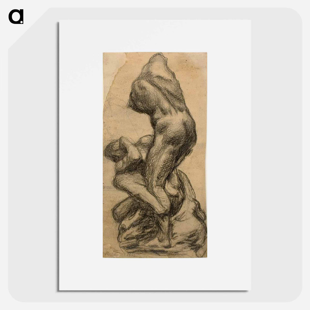 Two Struggling Figures - ミケランジェロ ブオナローティ Poster.