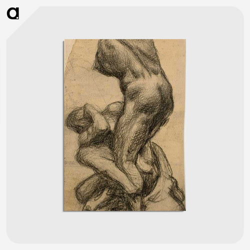 Two Struggling Figures - ミケランジェロ ブオナローティ Postcard.