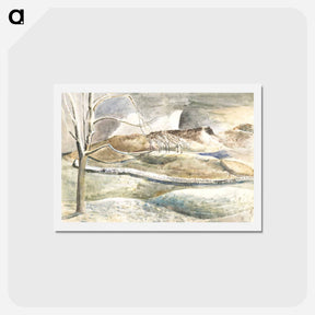 アートポストカード-Moonrise over Cleeve Hill - ポール ナッシュ Postcard.