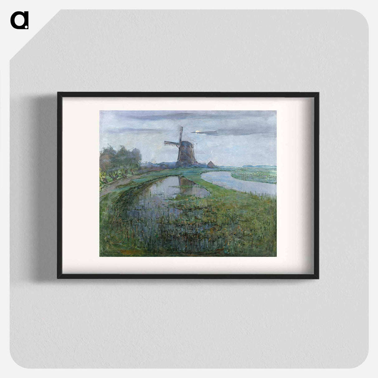 Oostzijdse Mill along the River Gein by Moonlight - Piet Mondrian Poster.