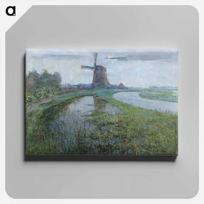 アートパネル-Oostzijdse Mill along the River Gein by Moonlight - ピエト モンドリアン Canvas.