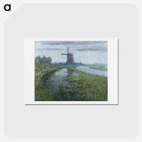 アートポストカード-Oostzijdse Mill along the River Gein by Moonlight - ピエト モンドリアン Postcard.