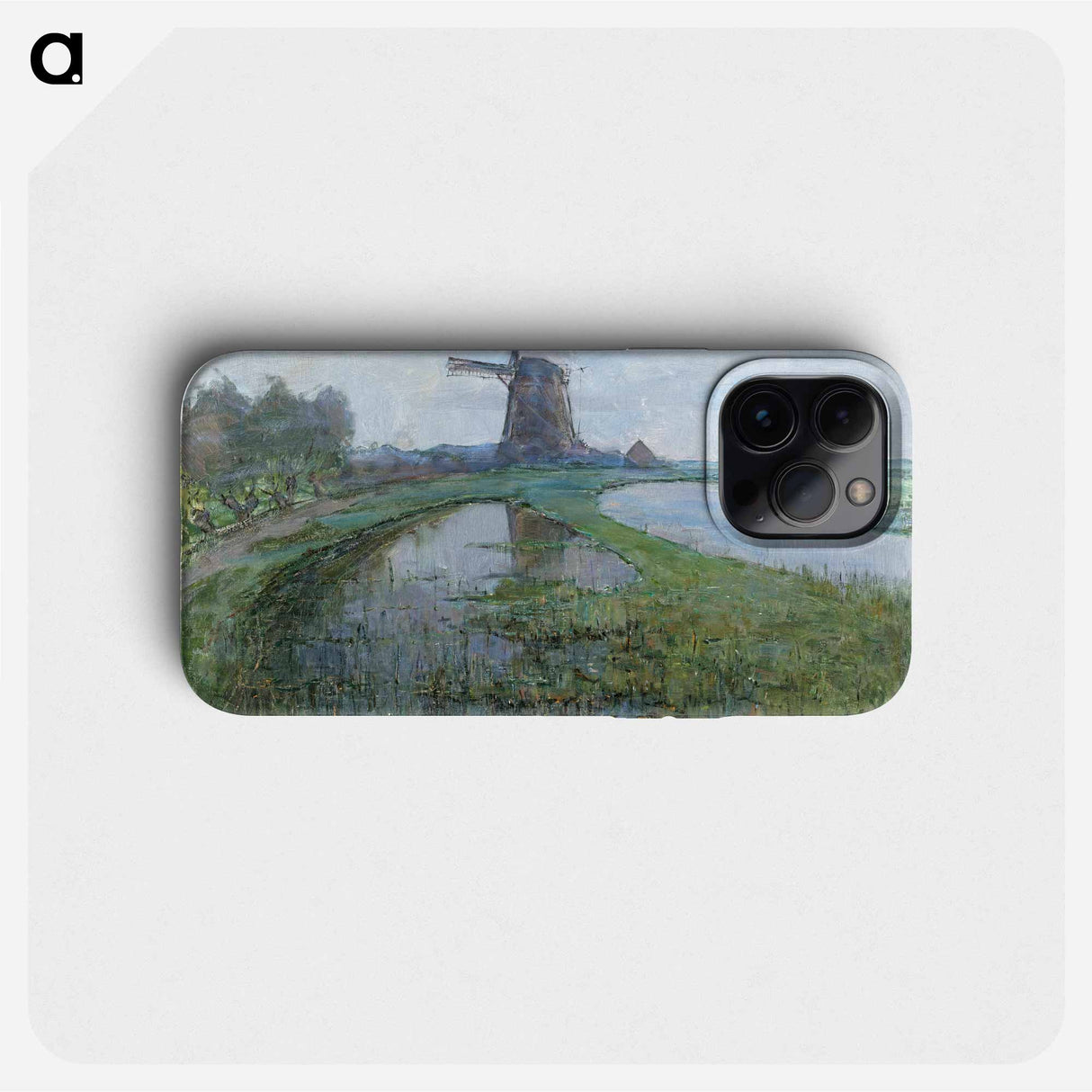 Oostzijdse Mill along the River Gein by Moonlight - Piet Mondrian Phone Case.