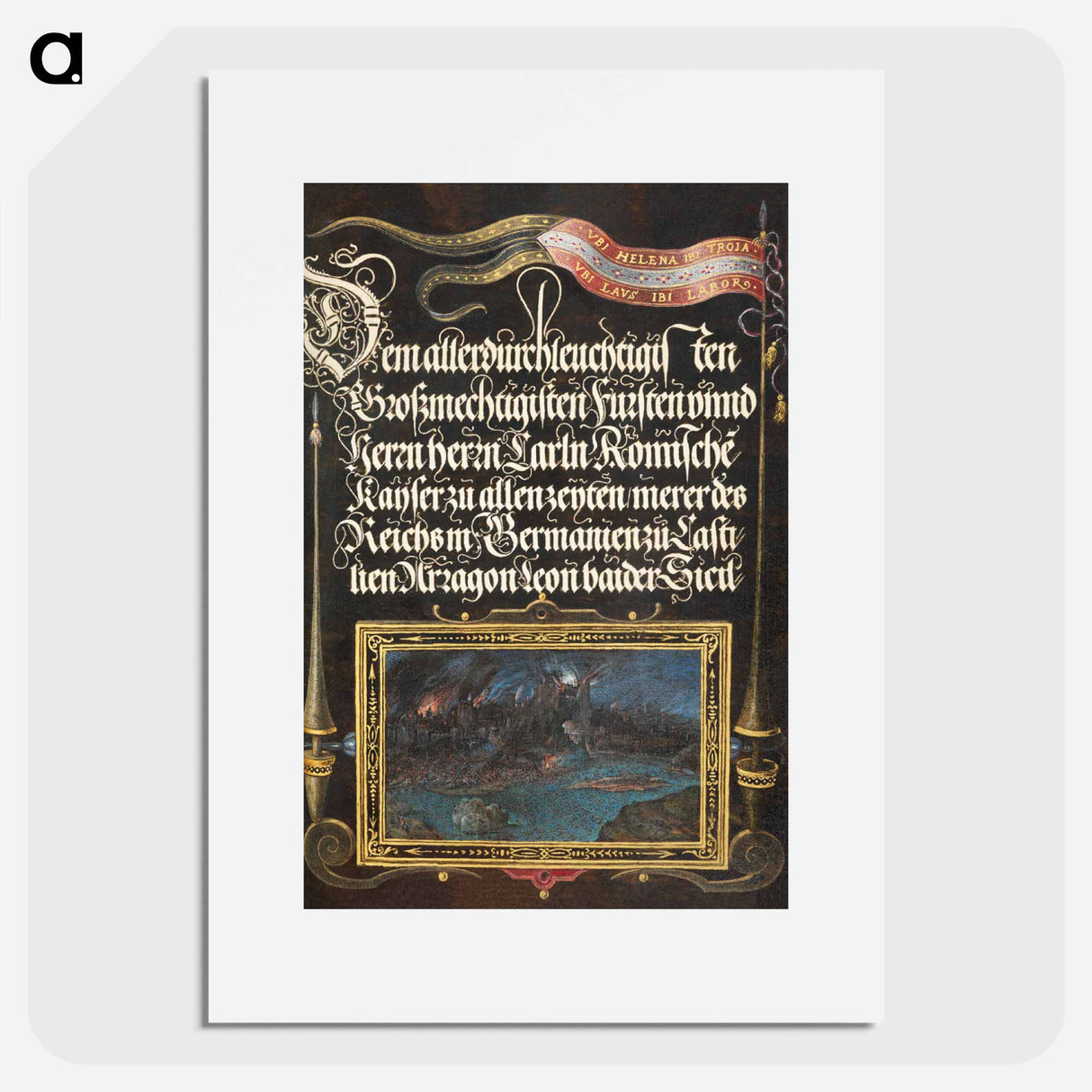 アートポスター-The Burning of Troy; Banner of the House of Hapsburg
 - 書道のお手本 Poster.