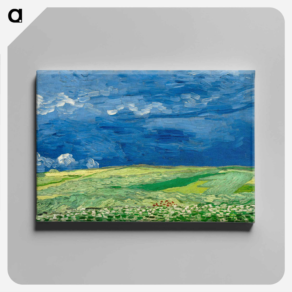 Wheatfield under thunderclouds - フィンセント ファン ゴッホ Canvas.