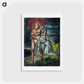 アートポストカード-Two figures illustration from Milton: a Poem, To Justify the Ways of God to Men by William Blake - ウィリアム ブレイク Postcard.