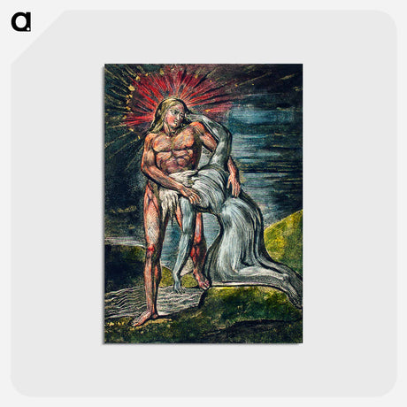 アートポストカード-Two figures illustration from Milton: a Poem, To Justify the Ways of God to Men by William Blake - ウィリアム ブレイク Postcard.
