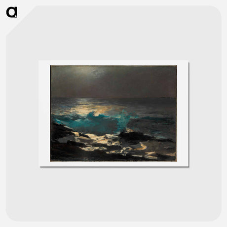 アートポストカード-Moonlight, Wood Island Light - ウィンスロー ホーマー Postcard.