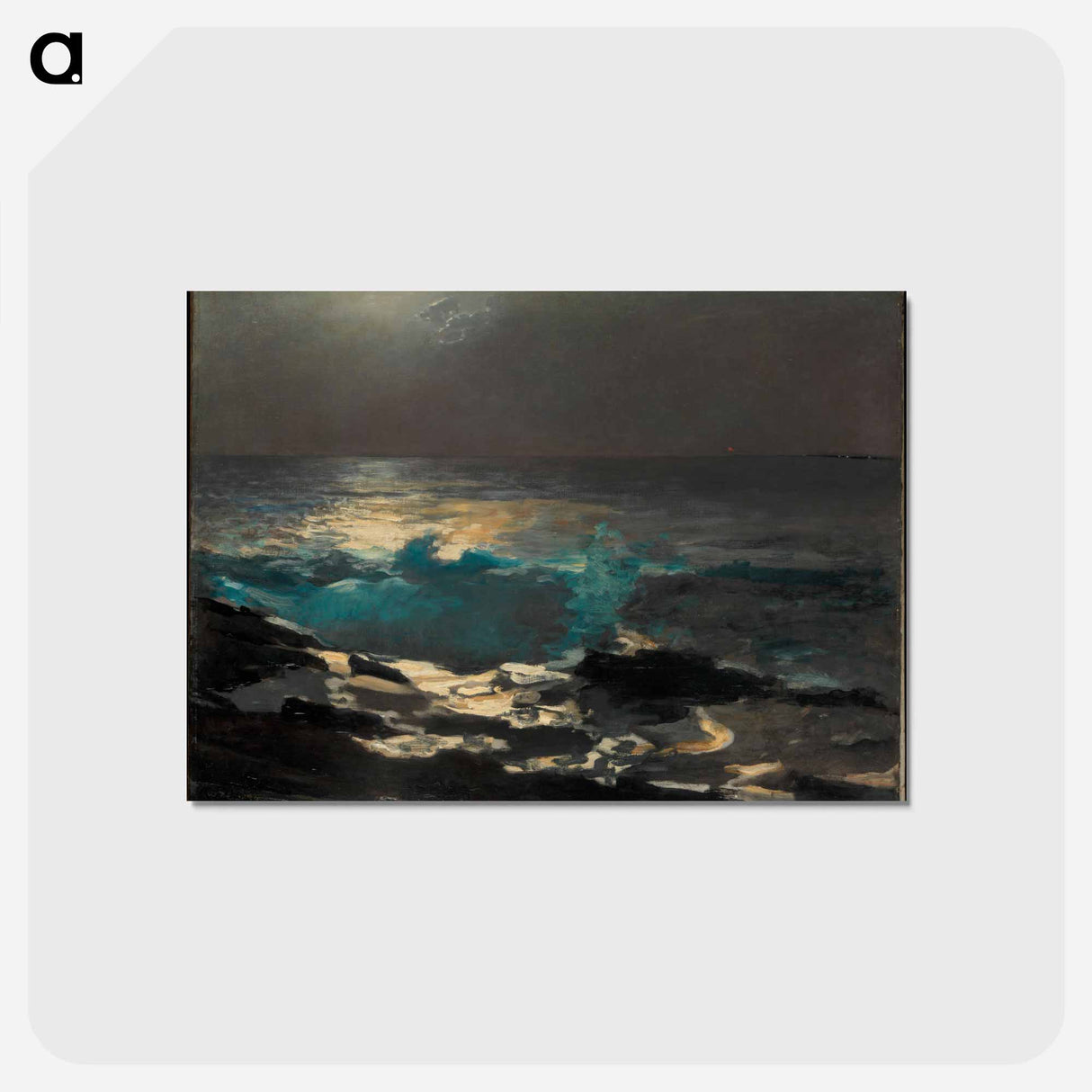 アートポストカード-Moonlight, Wood Island Light - ウィンスロー ホーマー Postcard.