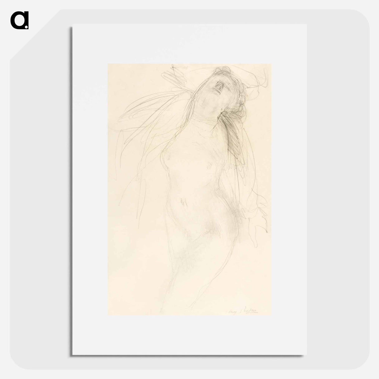 Naked woman in climax, vintage nude illustration - Auguste Rodin Poster.