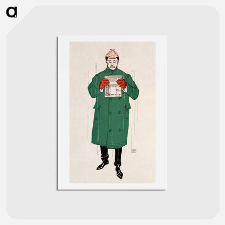 アートポストカード-Man reading book - エドワード ペンフィールド Postcard.