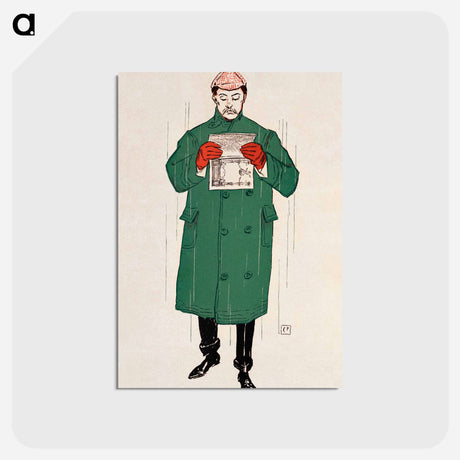 アートポストカード-Man reading book - エドワード ペンフィールド Postcard.