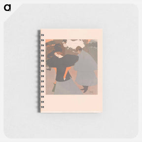 アートメモ帳-Dame op straat gevolgd door een heer - ジョルジュ ド フィール Memo.