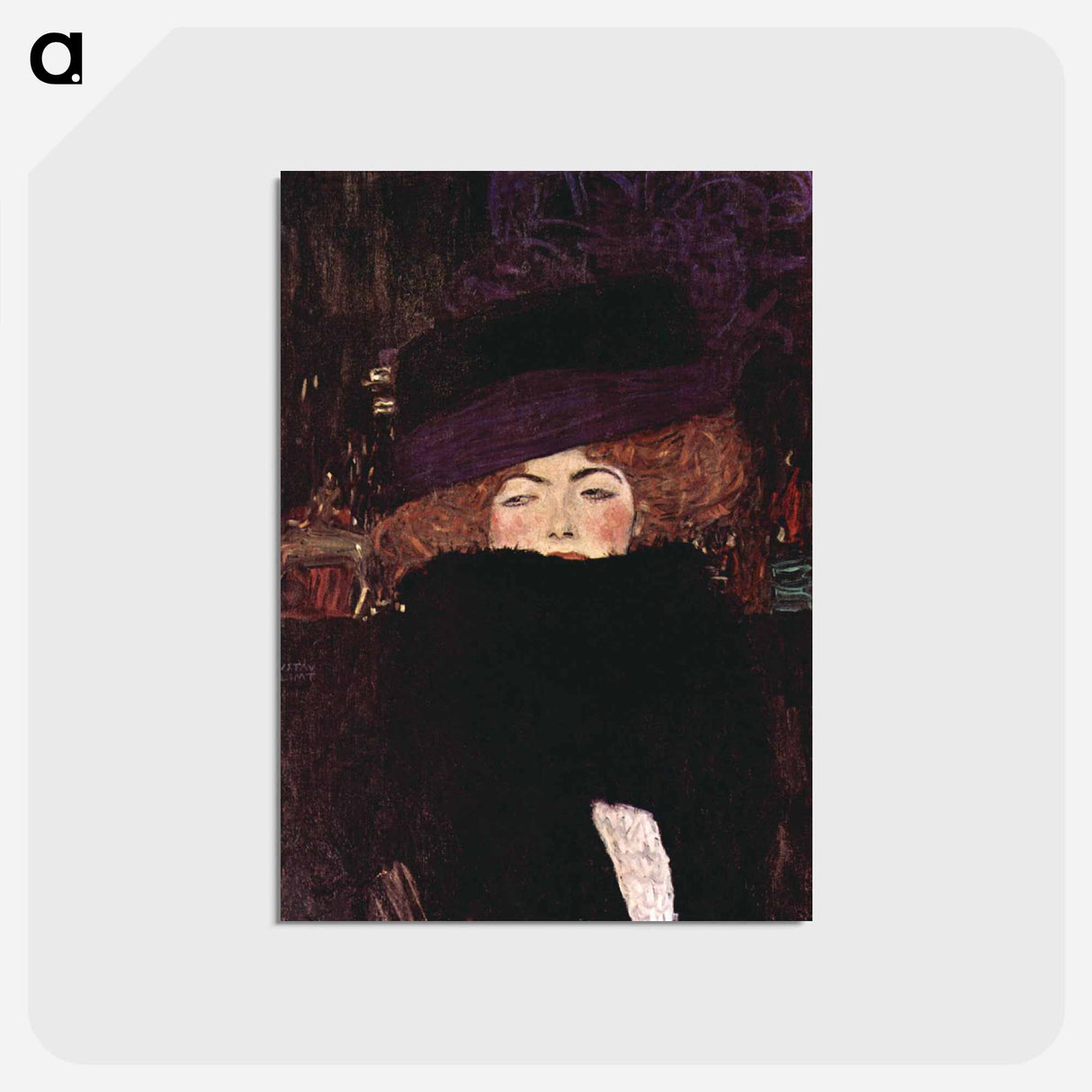 アートポストカード-Dame mit Hut und Federboa - グスタフ クリムト Postcard.