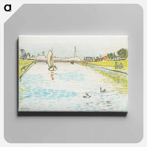 アートパネル-View of a Canal with a Sailing Ship - ヤン・トゥーロップ Canvas.