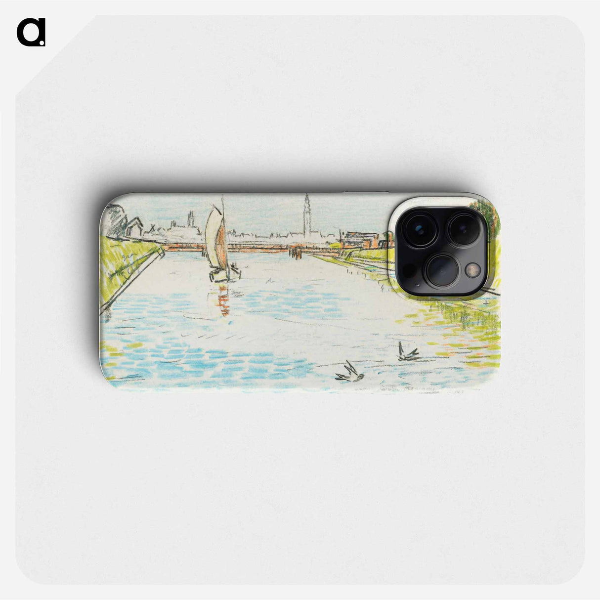 View of a Canal with a Sailing Ship - Jan Toorop Phone Case.