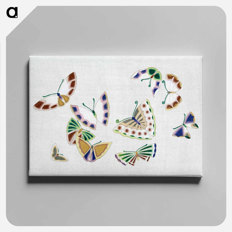 アートパネル-Japanese butterfly - 神坂 雪佳 Canvas.