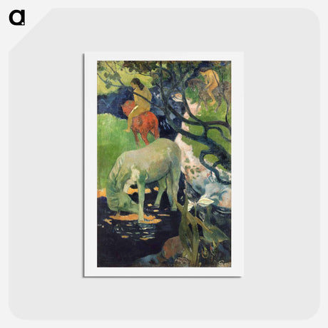 アートポストカード-The White Horse - ポール ゴーギャン Postcard.