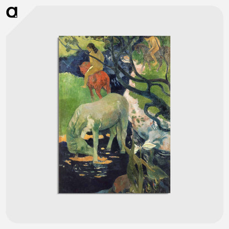 アートポストカード-The White Horse - ポール ゴーギャン Postcard.