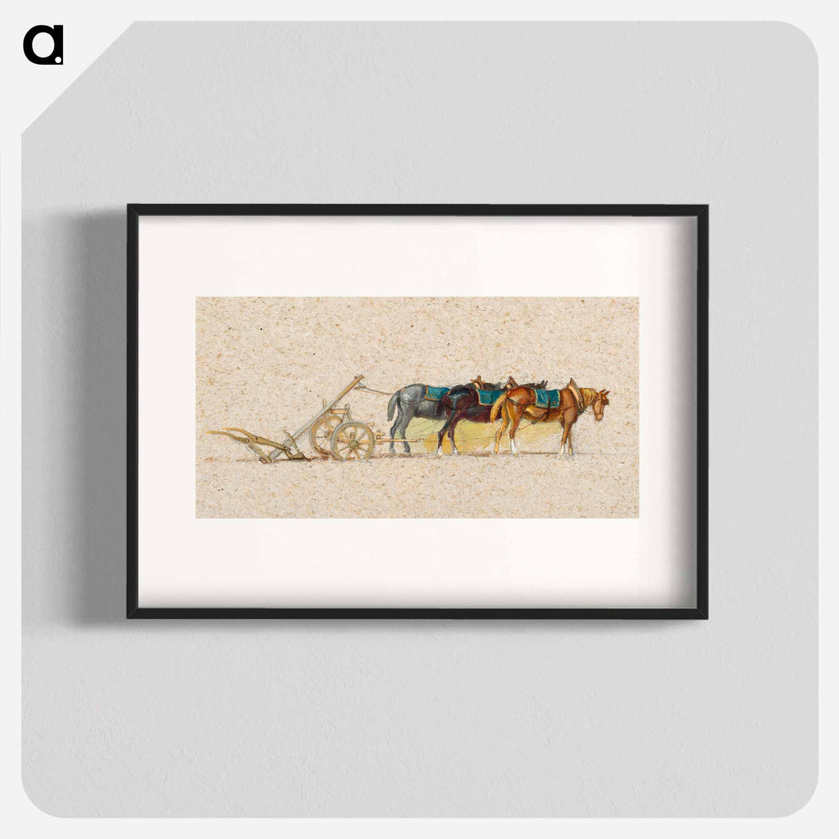 Study of Three Horses with a Plow - Samuel Coleman Poster.