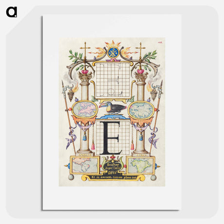 アートポスター-Guide for Constructing the Letter E from Mira Calligraphiae Monumenta
 - 書道のお手本 Poster.