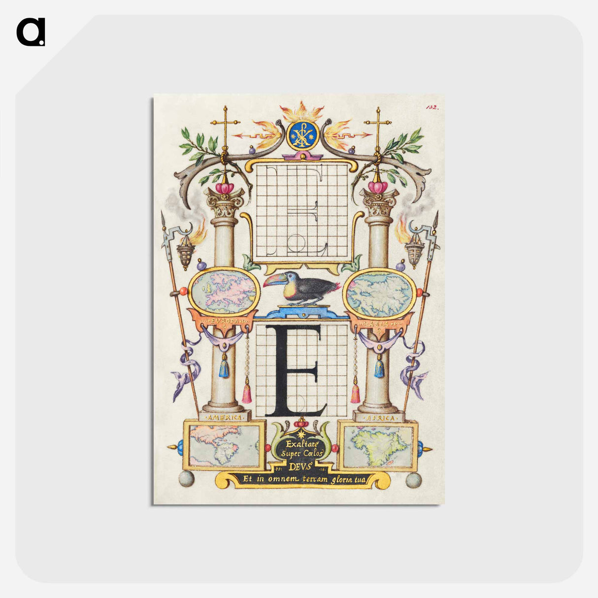 アートポストカード-Guide for Constructing the Letter E from Mira Calligraphiae Monumenta
 - 書道のお手本 Postcard.