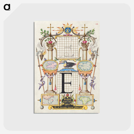 アートポストカード-Guide for Constructing the Letter E from Mira Calligraphiae Monumenta
 - 書道のお手本 Postcard.