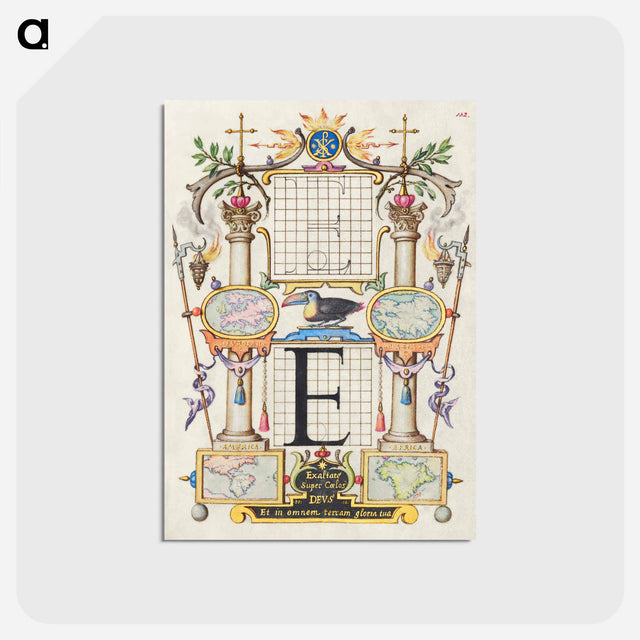 アートポストカード-Guide for Constructing the Letter E from Mira Calligraphiae Monumenta
 - 書道のお手本 Postcard.