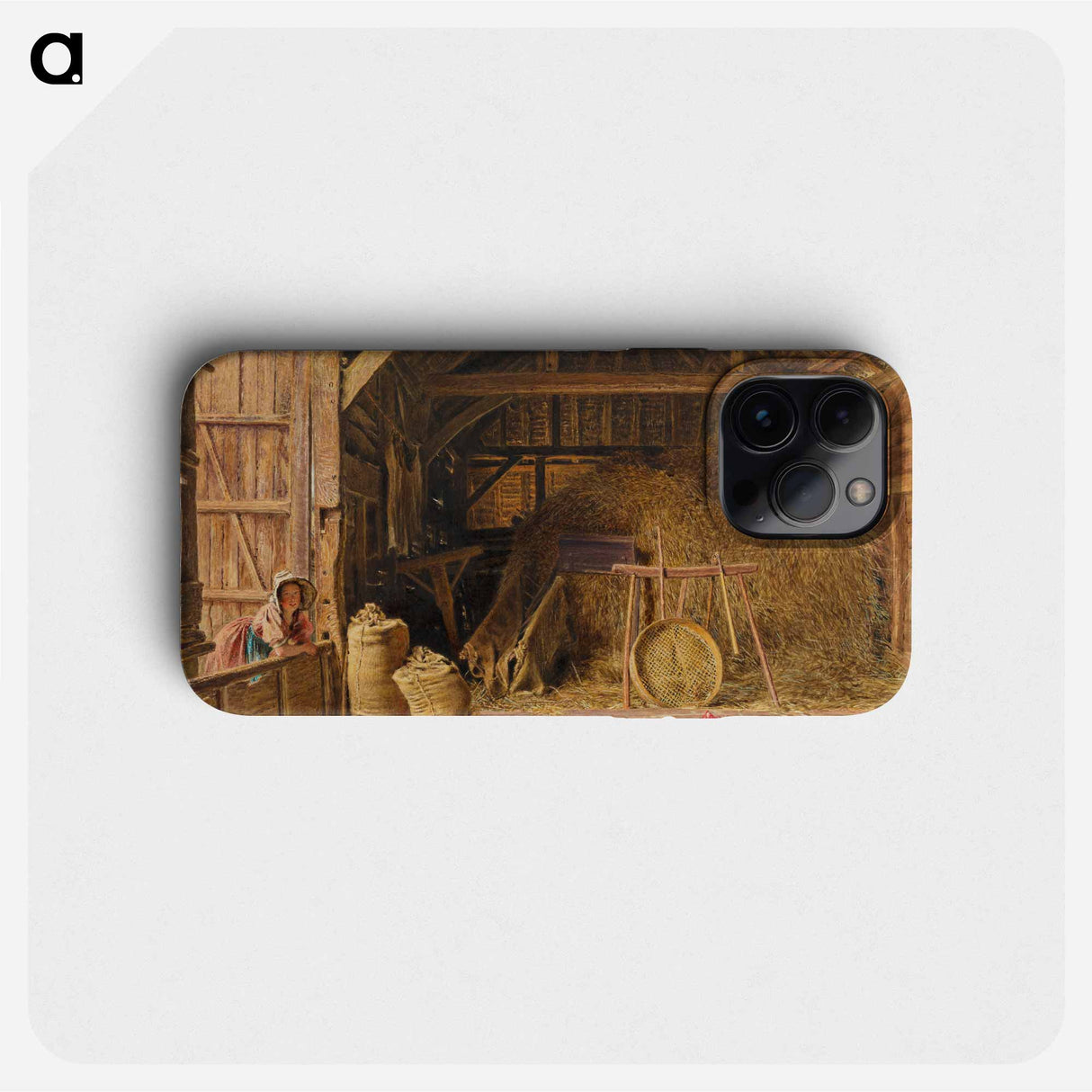 Interior of Barn with Woman Wearing Pink Dress and Hat - ウィリアム ヘンリー ハント Phone Case.