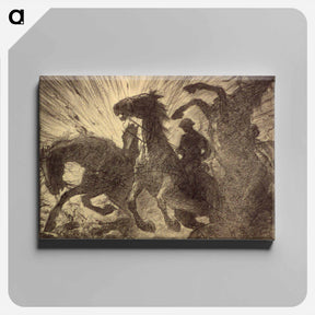 アートパネル-Horses charging over battlefield - ウワディスワフ テオドール ベンダ Canvas.
