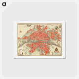 アートポストカード-Plattegrond van Parijs - アンティーク地図 Postcard.