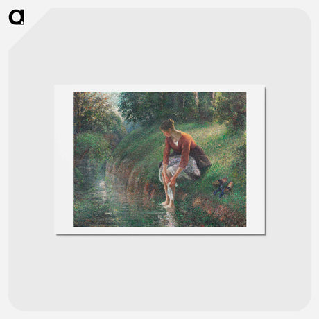 アートポストカード-Woman Bathing Her Feet in a Brook - カミーユ ピサロ Postcard.