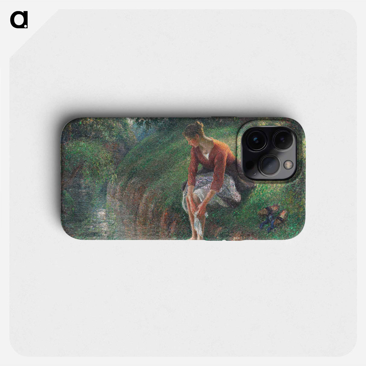 Woman Bathing Her Feet in a Brook - Camille Pissarro Phone Case.