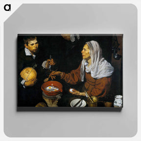 アートパネル-An Old Woman Cooking Eggs - ディエゴ ベラスケス Canvas.