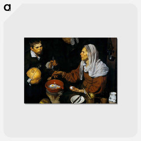アートポストカード-An Old Woman Cooking Eggs - ディエゴ ベラスケス Postcard.