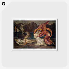 アートポストカード-Cupid and Psyche - Palace Green Murals - Psyche receiving the Casket from Proserpine - エドワード バーン ジョーンズ Postcard.